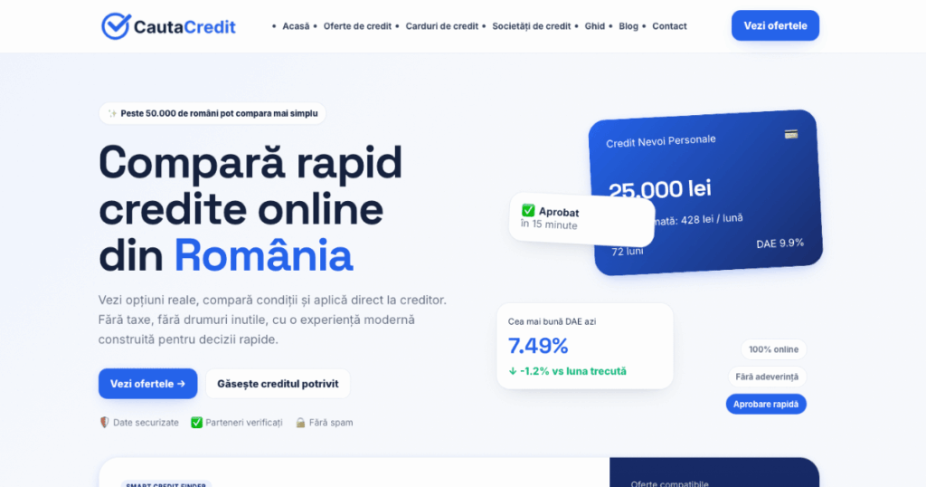 Platforma CautaCredit.ro pentru compararea ofertelor de credit
